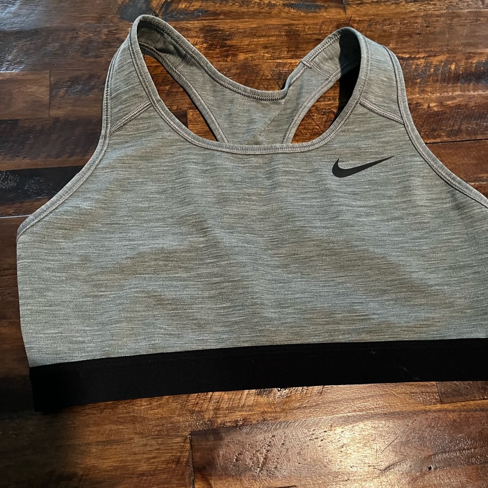 Nike Heathered Gray Sports Bra with Black Band